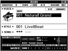 Schermo principale di DGX-650