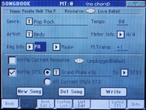 Come importare le memorie STS (una alla volta o tutte e 4) nel SongBook